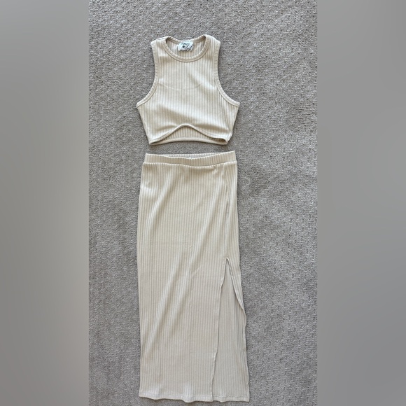 Princess Polly Cream Ribbed Top & Skirt Set - Picture 4 of 4